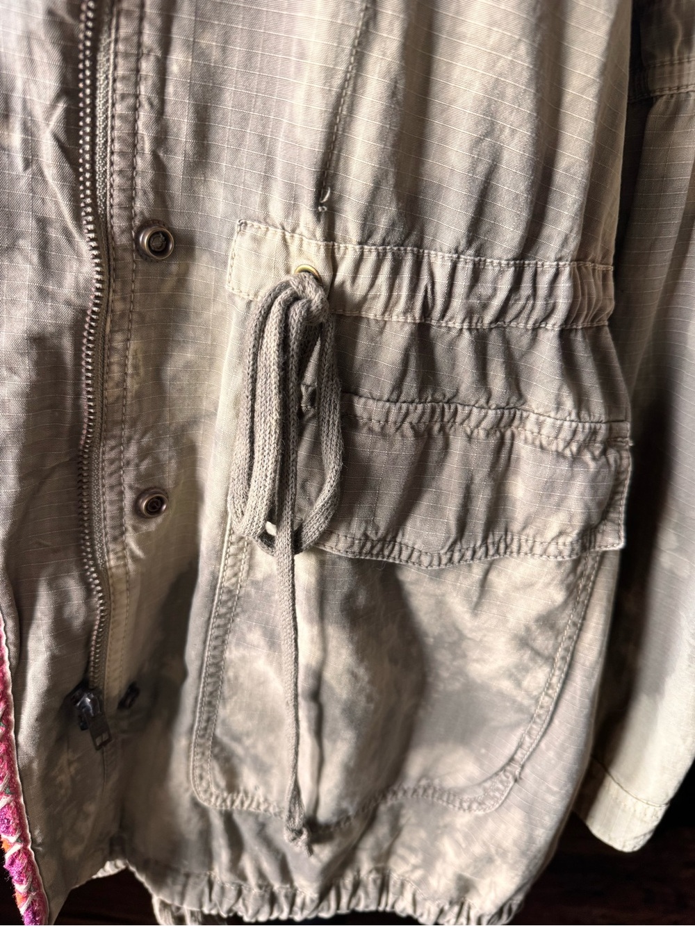 Free People Embroidered Anorak Hooded Utility Jacket Festival Boho Size 6 Camo - Picture 4 of 16